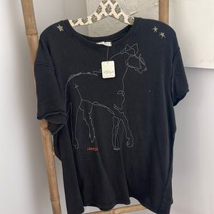 FREE PEOPLE SIZE LARGE embroidered horse we the free shirt